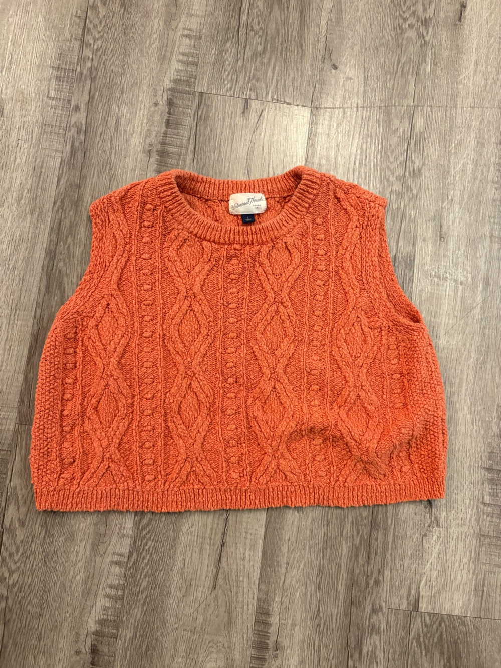 Universal Thread Orange Cable Knit Crewneck Sweater Vest